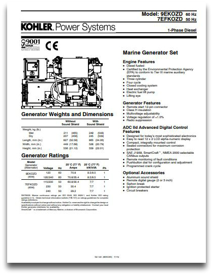 Kohler 7 KW Generator - JPC Direct